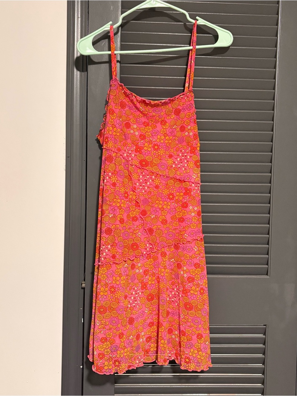 wild fable Pink Floral Sleeveless Dress with Orange Accents